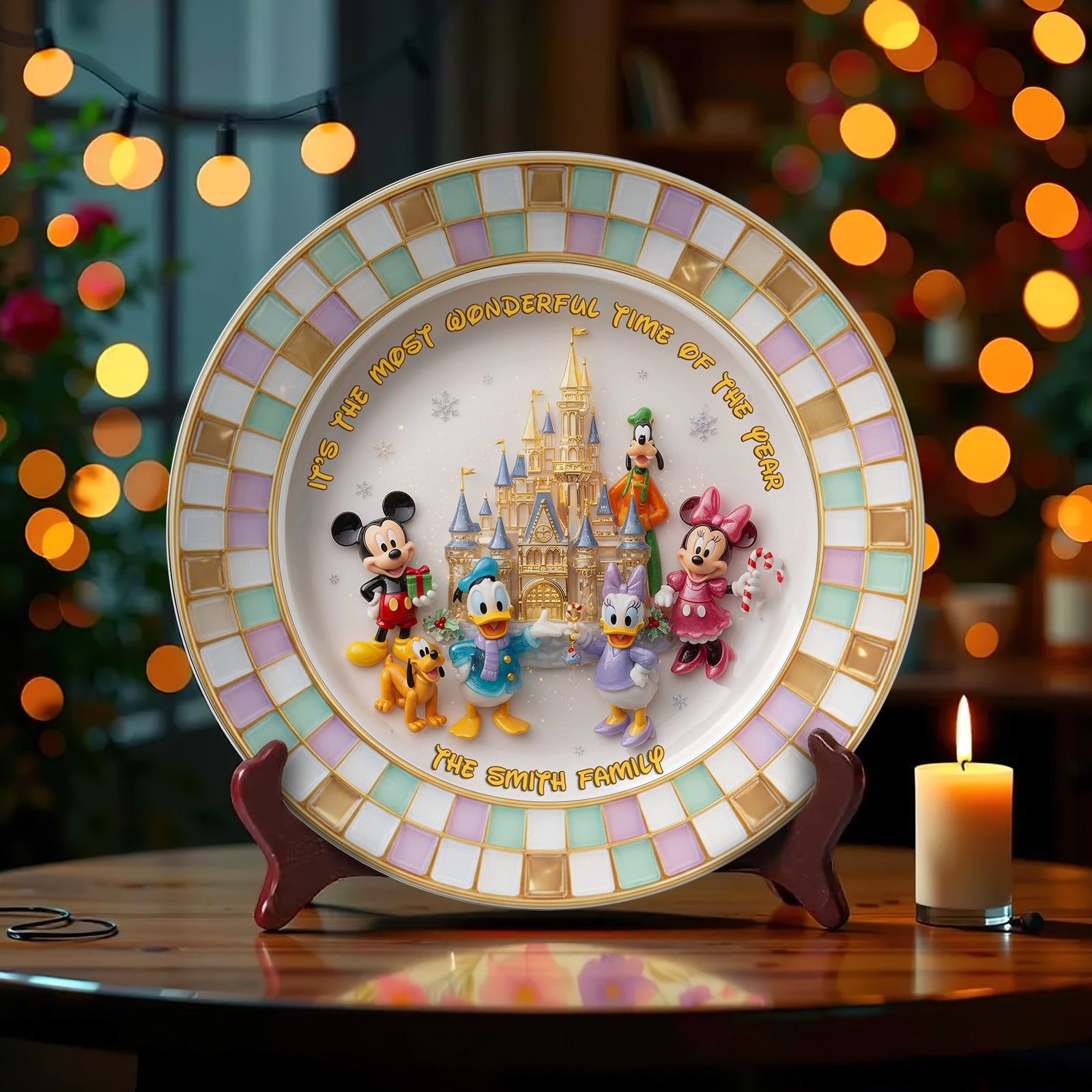 Magical Family Ceramic Round Plate -  Personalized Gift For Family 03PGLU101025