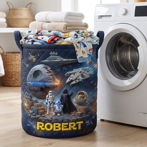 Space Quilted Laundry Basket - Personalized Gifts For Space Lovers 01OHQN130726