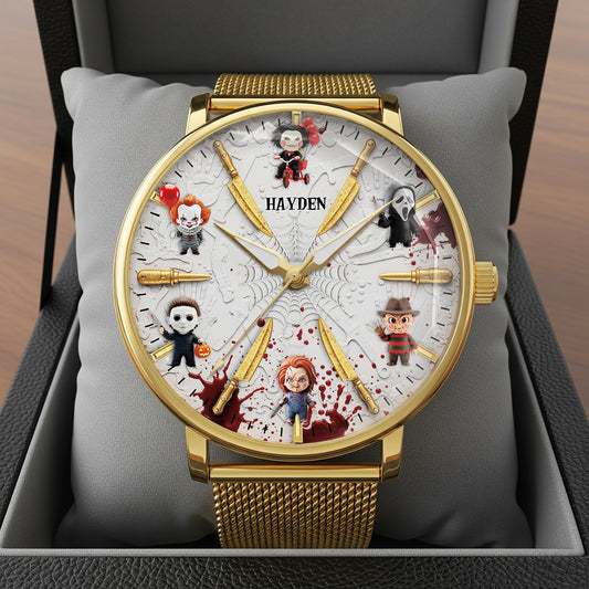 Cute Horror Characters Mesh Straps Watch - Personalized Gifts For Horror Movie Fans 03QHLU170725