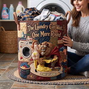 A Little Naughty Together - Personalized Gifts For Couples Quilted Laundry Basket 05OHTN110726
