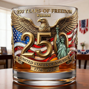 250 Years Of Freedom Anniversary 11oz Round Glass - Personalized Gifts For Patriots 05patn110226