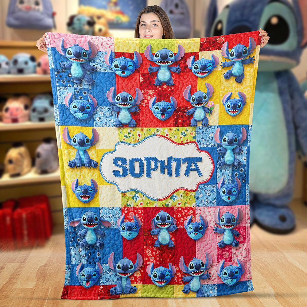 Cute Blue Alien Blanket  - Personalized Gifts For Movie Lovers 01ohqn300625