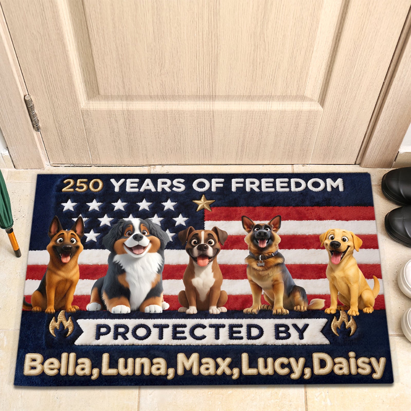 Brave Dogs Doormat  - Celebrated America 250th Anniversary - Personalized Gifts For Dog Lovers 02naqn270326