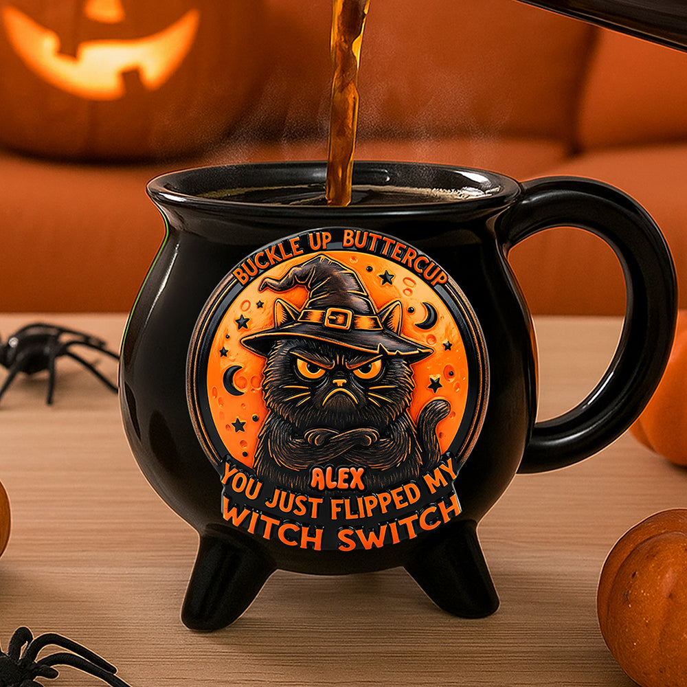 Cat Witch Mode Cauldron Mug, Personalized Gifts For Witch And Cat Lovers 01qhta210825
