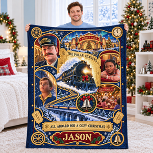 All Aboard The Merry Express To The Christmas Wonderland Blanket - Personalized Christmas Gifts 02haqn091026