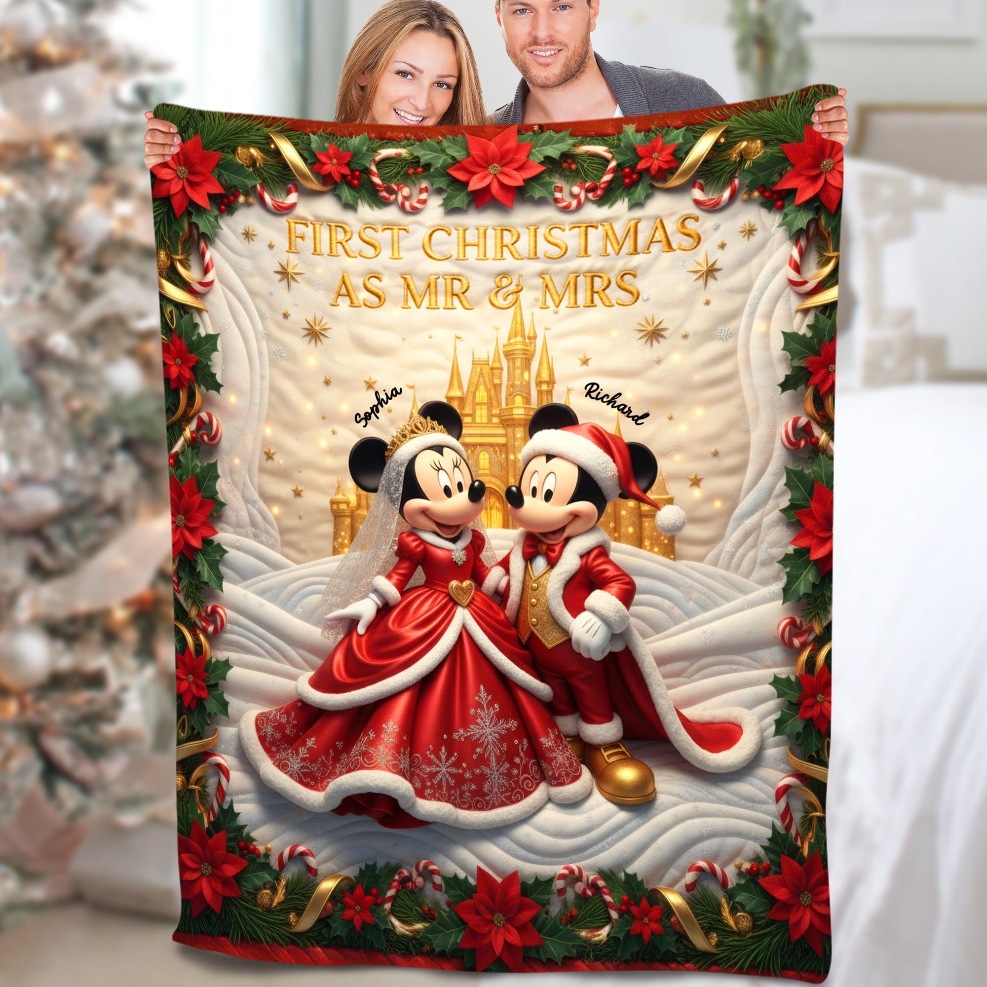 First Christmas Of Us Blanket - Personalized Gifts For Couple 03PAQN031125-Homacus
