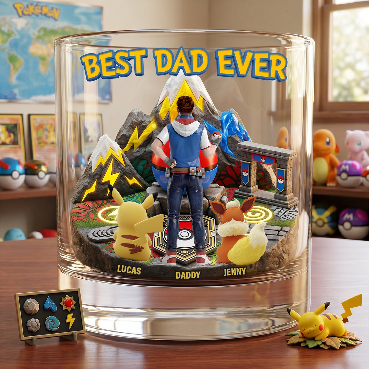The Best Dad Of Little Trainers Round Glass - Personalized Gifts For Dads 04OHTN240426