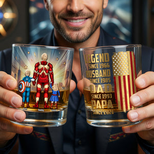 Strong Dad and Kids Round Glass - Personalized Gifts For Dad 01naqn140526
