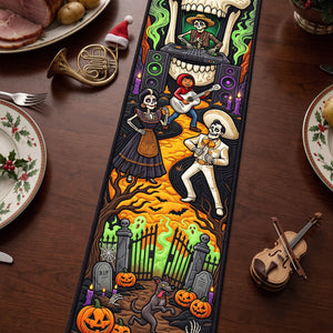 Spooky Fiesta Quilted Table Runner - Personalized Halloween Gifts For Family 02hata240826