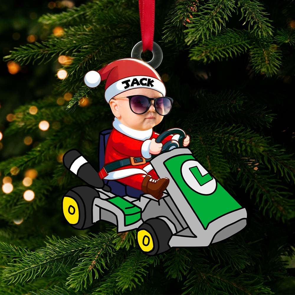 Personalized Custom Photo Gifts For Kid Driving Kart Acrylic Ornament 02OHTN151124 - Ornament - GoDuckee