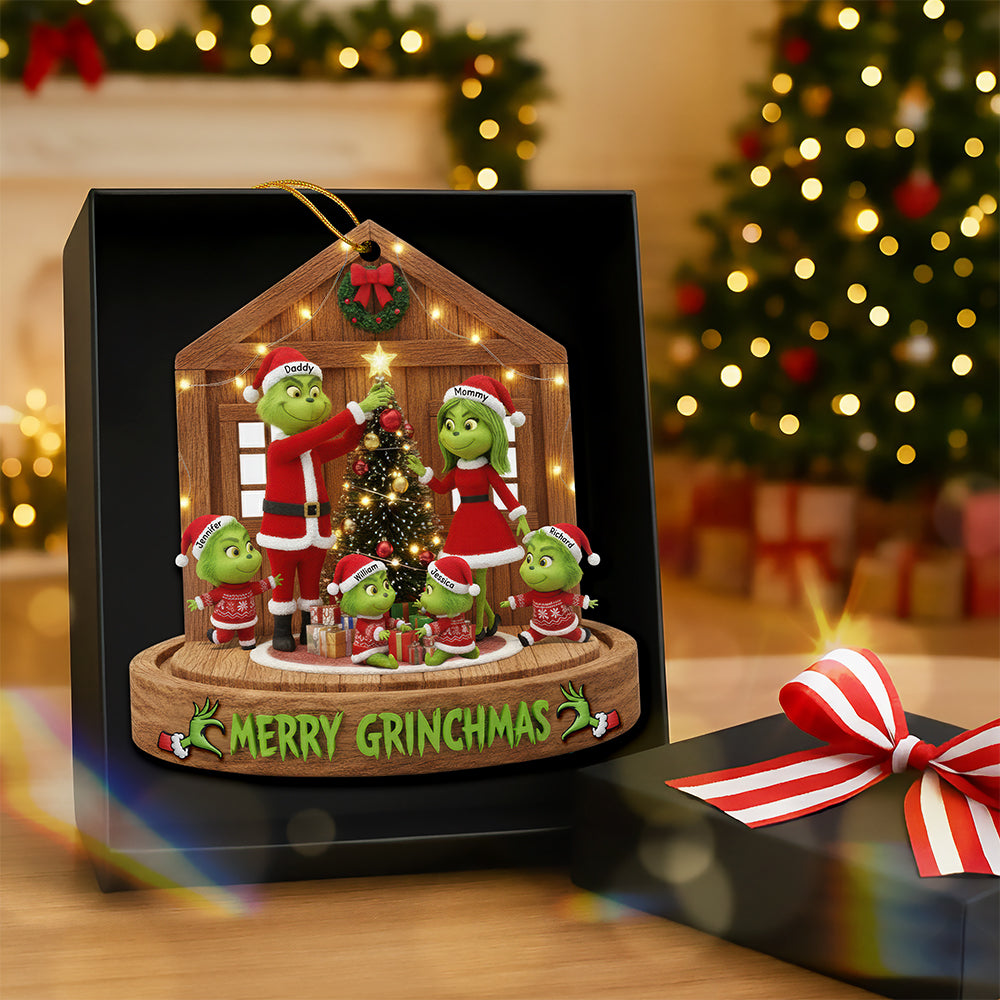 Fun Green Family Christmas Ornament, Personalized Gifts For Family 01qhqn180925