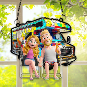 Couple With Colorful Motorized RV Suncatcher - Personalized Gifts For Couple 01TGLU140725