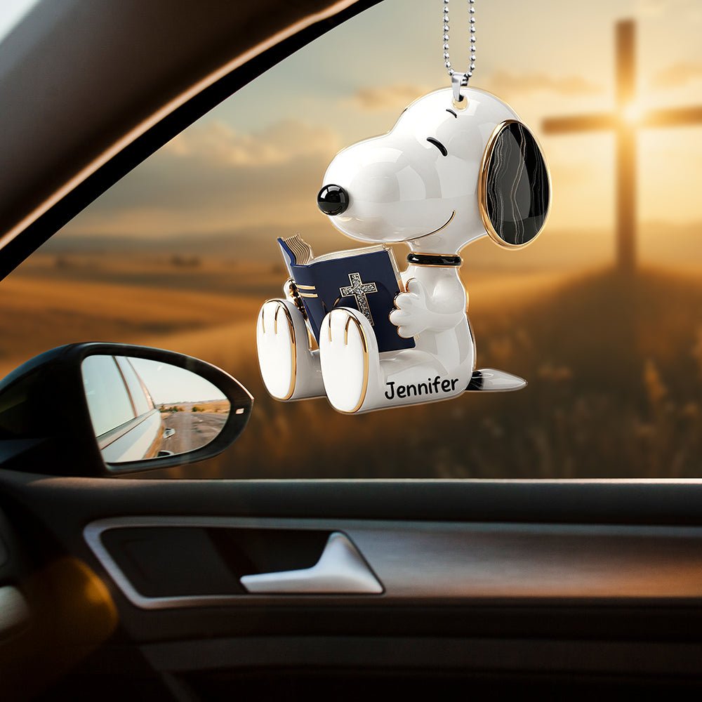Puppy Cross Car Ornament – Personalized Gifts For Christians 01naqn120725