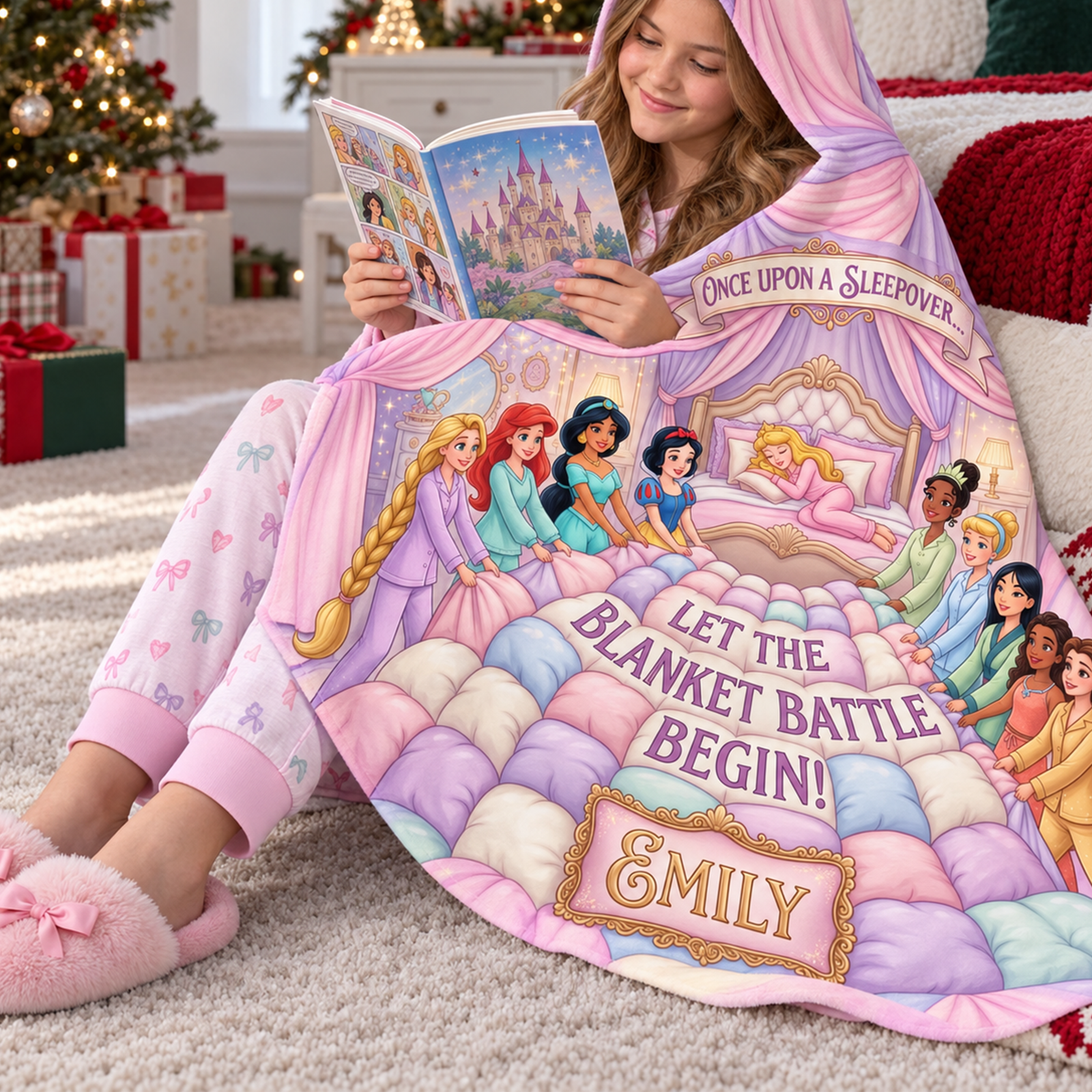 Let The Blanket Battle Begin! Lovely Fairy Tale Princesses Blanket - Personalized Christmas Gifts For Kids 04haqn191026