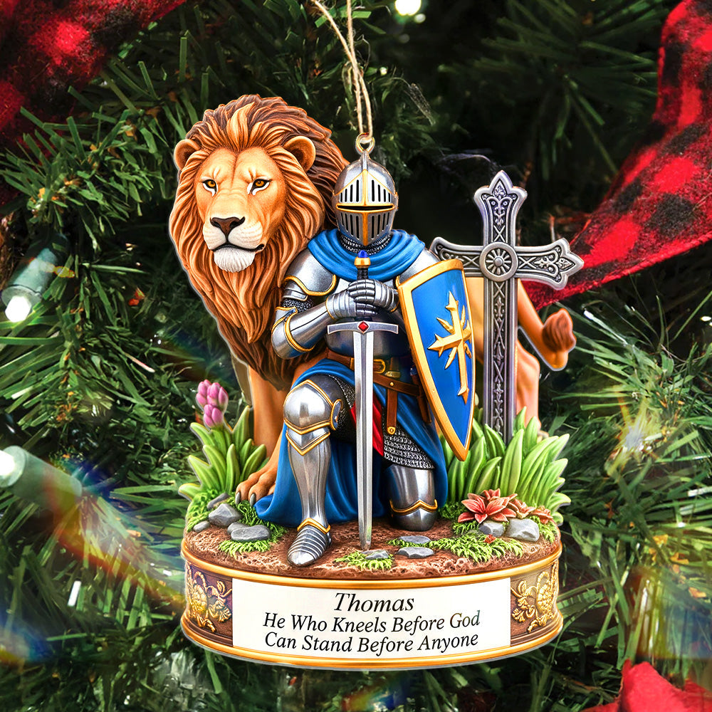 Personalized Gifts For Christmas, Kneeing Knight Acrylic Custom Shape Ornament 03HUMG210825