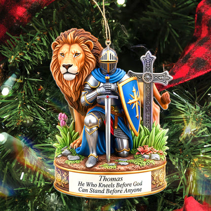 Personalized Gifts For Christmas, Kneeing Knight Acrylic Custom Shape Ornament 03HUMG210825