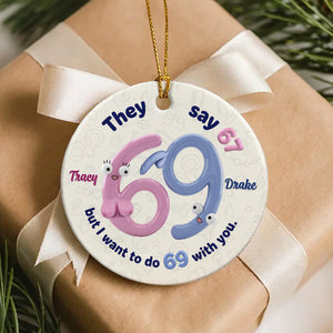 Personalized Gifts For Couple Christmas Round Ceramic Ornament 01humg191125