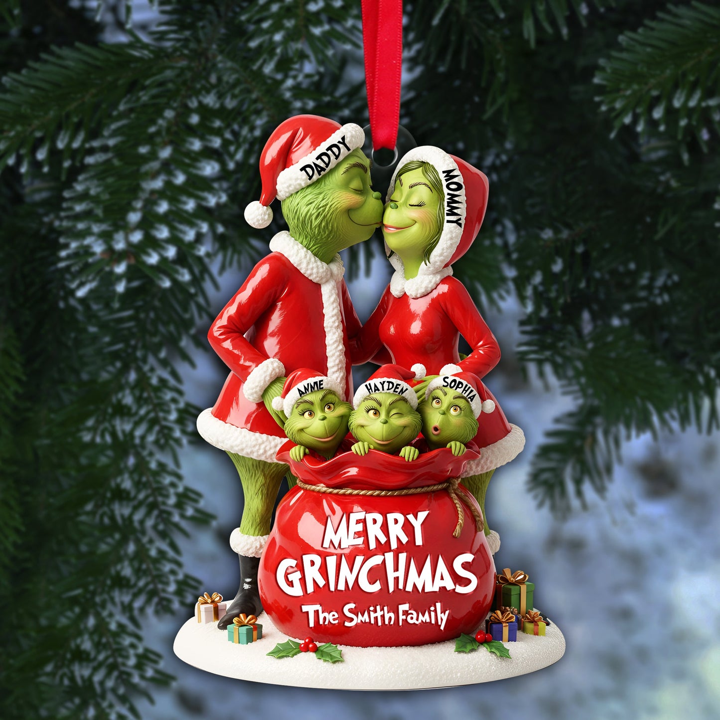 Festive Family Love Ornament - Personalized Christmas Gift For Family 02NALU150925