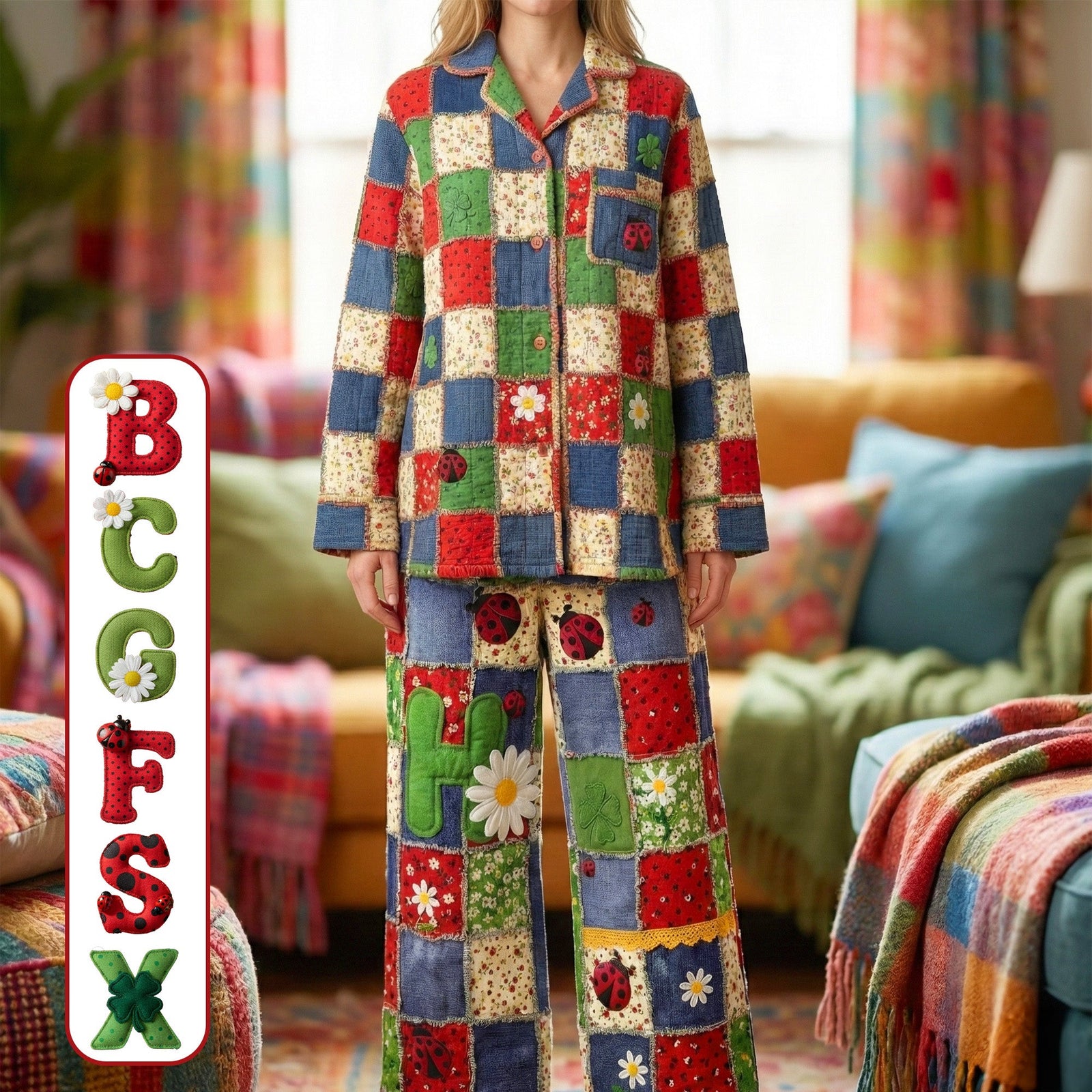 Ladyburg Pathwork Button Up Pajama Set - Personalized Gifts 01pamg081225
