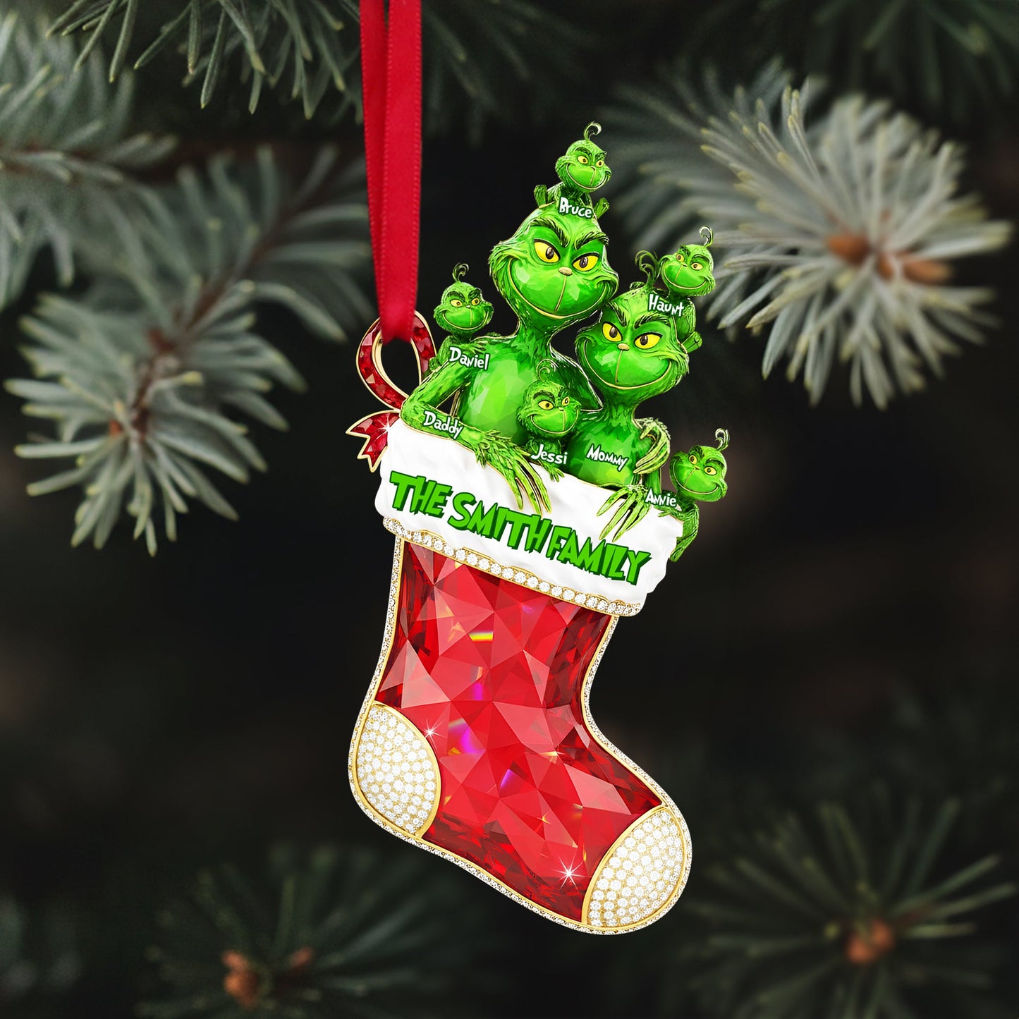 Green Monster Family Tree Ornament - Personalized Gifts For Family 01OHLU260925