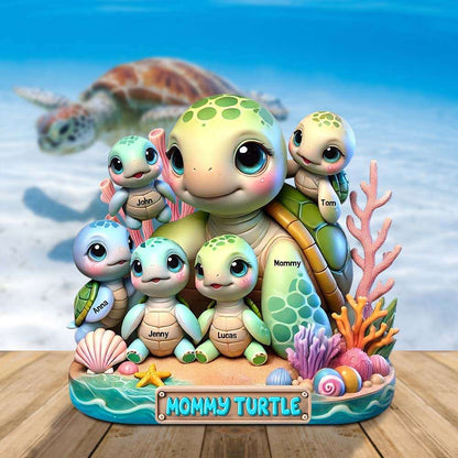 Turtle Mama Plaque - Personalized Gifts For Mom-Homacus