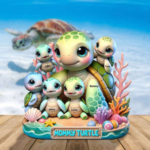 Turtle Mama Plaque - Personalized Gifts For Mom-Homacus