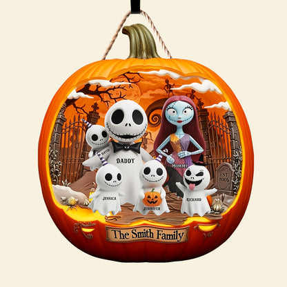 Spooky Family Pumpkin Wood Sign - Personalized Halloween Gifts For Family 01tgqn190825