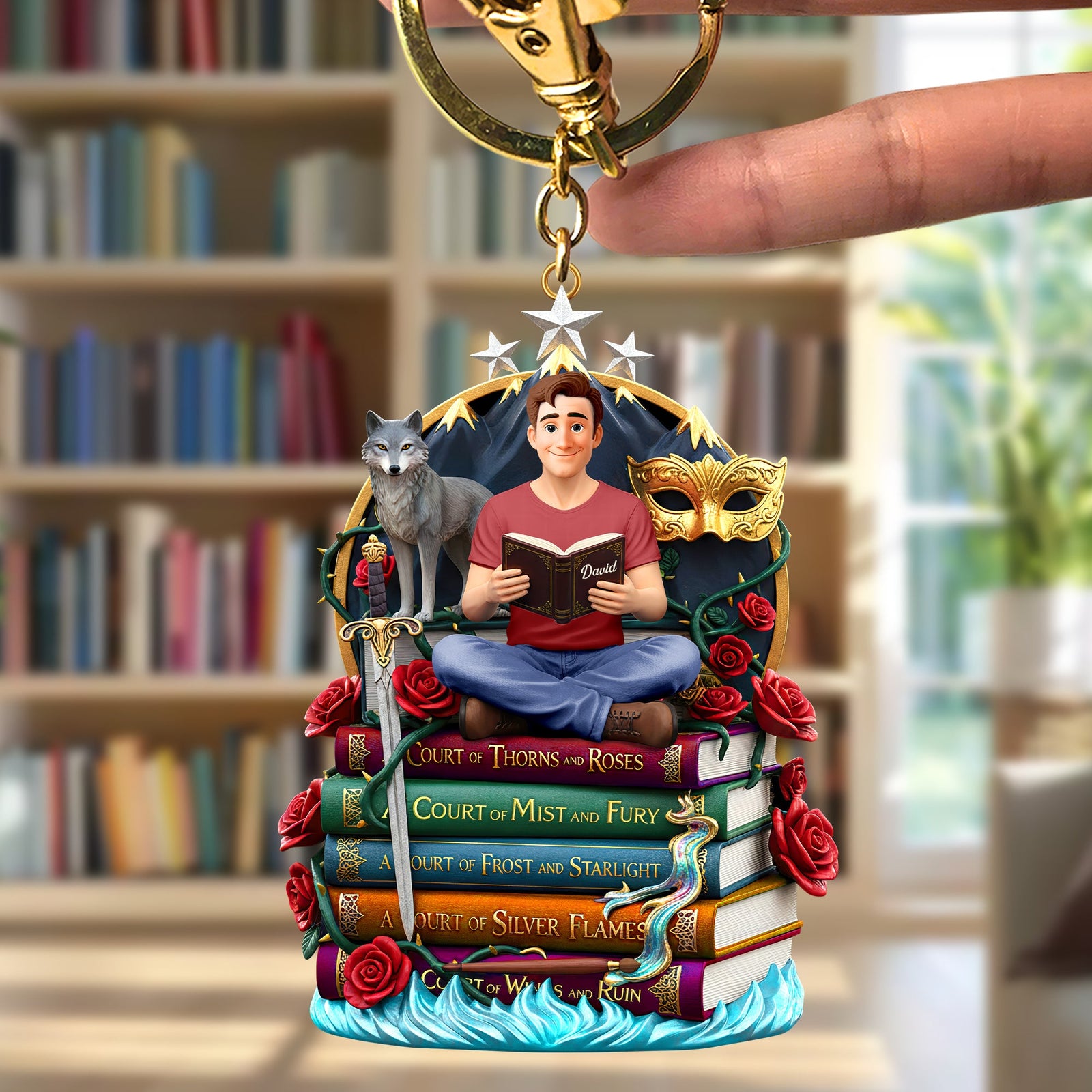 Enchanted Book Stack Keychain - Personalized Gift For Book Lovers 05HUQN200126