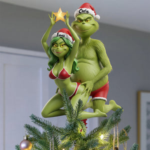 Naughty Couple Acrylic Christmas Tree Topper -  Personalized Gifts For Couple 04ohta171125