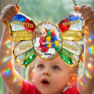 Autism Kids Suncatcher  - Custom Photo Gifts For Autism Awareness Suncatcher Ornament 01NALU160326