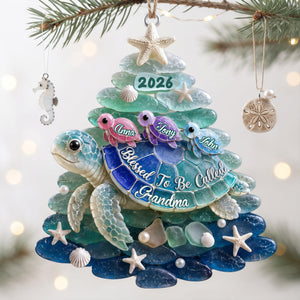 Blessed To Be Called Grandma Turtle Acrylic Ornament - Personalized Gifts For Christmas 071NALU010826