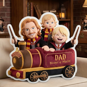 Fantasy Locomotive Trip With Dad Shaped Pillow - Personalized Gifts For Dads 04QHLU140526