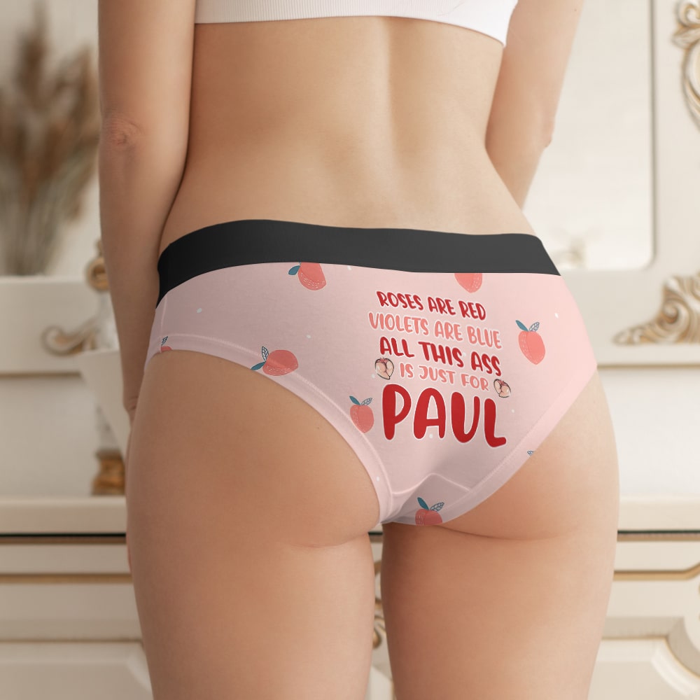 Customized Valentine's Boxer Briefs for Women, Girlfriend or Wife Name, Pink Underwear, 03KAPO291223 - Boxer Briefs - GoDuckee