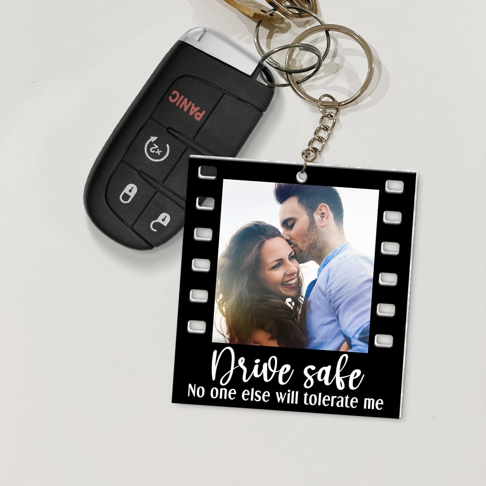Drive Safe No One Else Will Tolerate Me- Custom Photo Flat Car Ornament And Keychain- Couple Gift - Ornament - GoDuckee