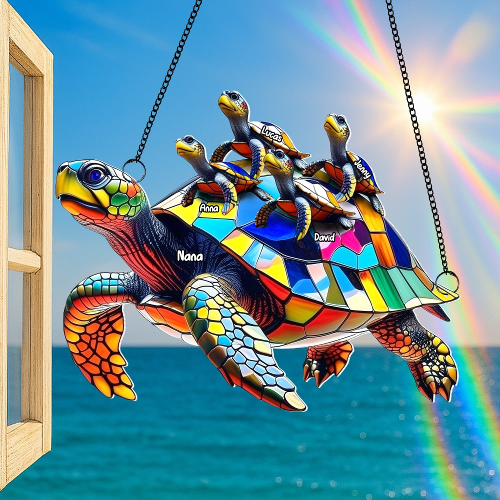 Sea Turtle Family Personalized Gifts For Grandma Suncatcher Ornament 05tgtn020825