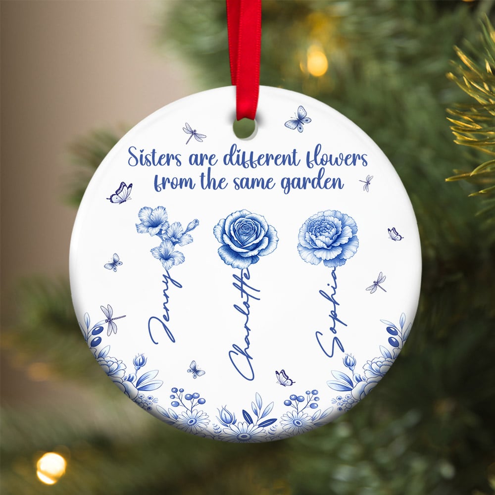 Birth Month Flowers Personalized Gifts For Besties Christmas Ceramic Ornament 03pgtn230825 - Ornament - GoDuckee