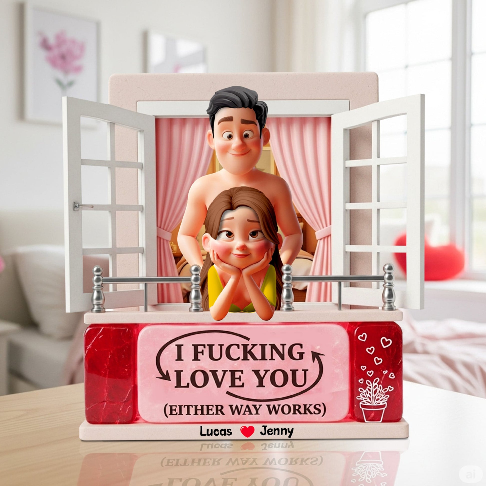 Personalized Gifts For Naughty Couple Acrylic Plaque, Cartoon Character 04tgtn180625 - Shaped Plaques - GoDuckee