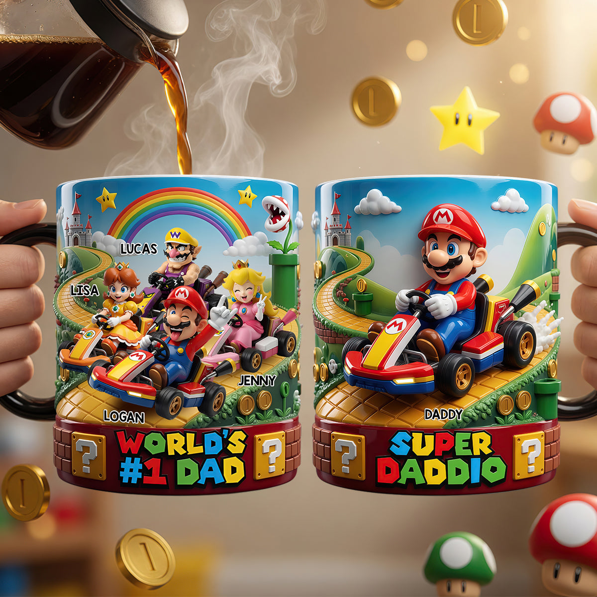 Retro Kart Racing Dad Magic Coffee Mug - Personalized Gift For Dads 02TYDT110526