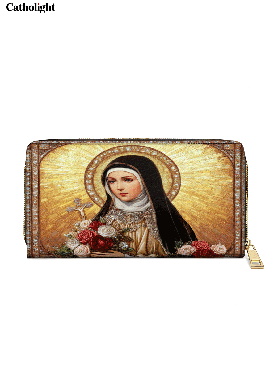 Catholight  The Little Flower of Grace - Leather Wallet Purse