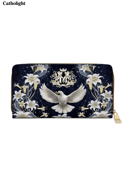 Catholight  The Holy Spirit and Lily Devotional - Leather Wallet Purse