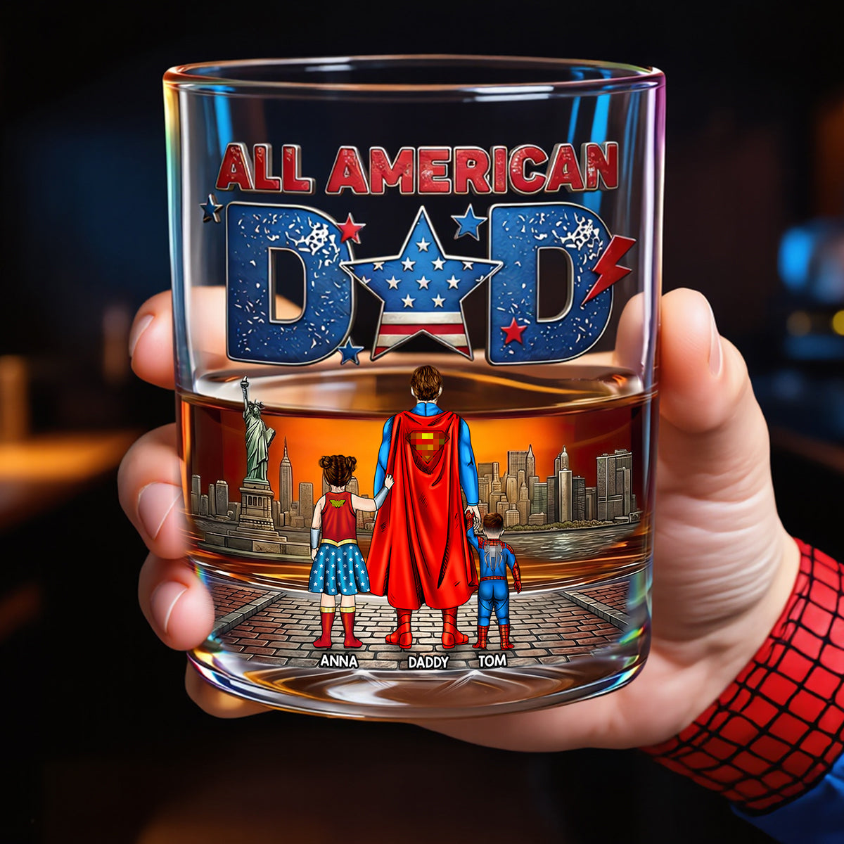 All American Dad Glass Mug - Personalized Gifts For Dad 02HUDT190526