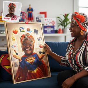 Powerful Mom Poster - Custom Photo Mom Portrait Gift for Mother’s Day Canvas Print 01HUTA250226-Homacus