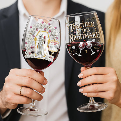 Gothic Wedding Wine Glass - Personalized Gifts For Couple 03ohqn060825