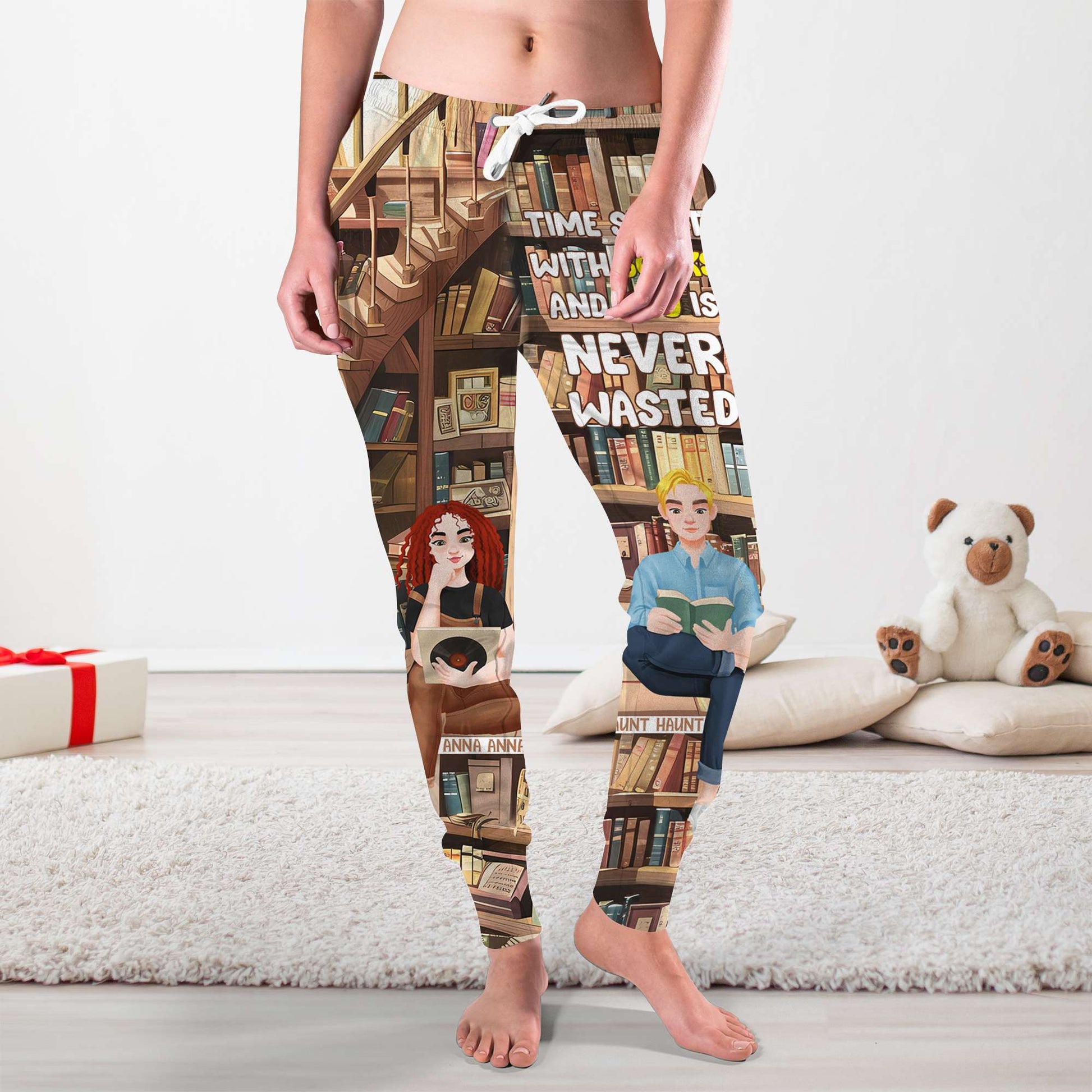 Personalized Gifts For Couple Unisex Joggers Sweatpants, Time Spent With Books Is Never Wasted 04TGLU281124PA - Shorts and Pants - GoDuckee
