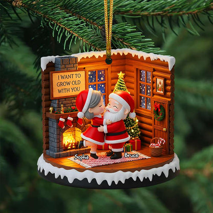 Santa Couple Christmas Ornament - Personalized Gifts For Couple 06PGLU090825