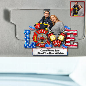 Firefighter Couple Car Visor Clip - Personalized Custom Photo Gift For Couples 04HUQN290126