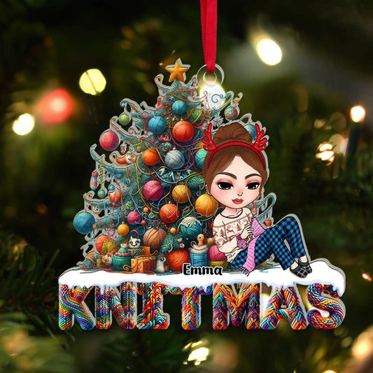 Personalized Gifts For Knitting Lovers Acrylic Ornament Christmas Tree Knit 02XQLU231124HH - Ornament - GoDuckee