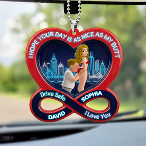 Funny Couple Acrylic Car Visor Clip - Personalized Gifts For Couple 03NATN090226