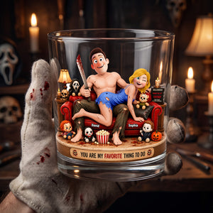 Creepy Couple 11oz Round Glass - Personalized Halloween Gifts For Couple 06ohqn180826
