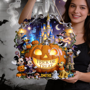 Trick Or Treat Welcome Acrylic Sign - Personalized Halloween Decor 02QHTN030826